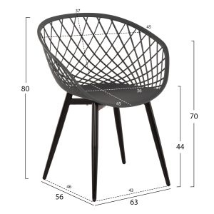 Стол Ariadne Rexhm8001,30 от полипропилен с метални крака в сив цвят 63x56x80hcm
