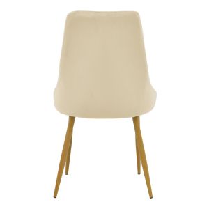 Стол Azori бежова кадифена материя с естествен метален крак 49x55x85см