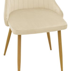 Стол Azori бежова кадифена материя с естествен метален крак 49x55x85см