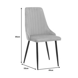 Azori chair velvet beige-gray black metal leg 49x55x85cm