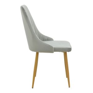 Стол Azori сив кадифеен плат с естествен метален крак 49x55x85см