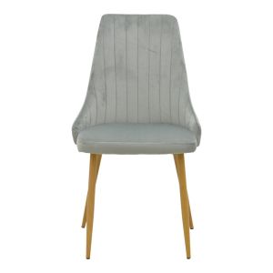 Стол Azori сив кадифеен плат с естествен метален крак 49x55x85см