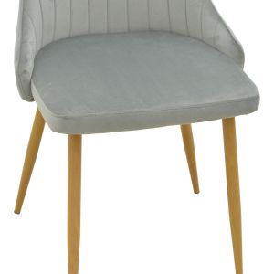 Стол Azori сив кадифеен плат с естествен метален крак 49x55x85см