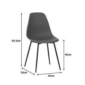 Ballen chair, white, with black metal legs, 41.5x53x84.5 cm