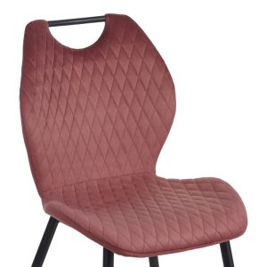 Стол Bongo кадифе в цвят гнила ябълка с черни метални крака 56,5x47x84см