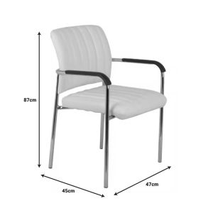 Cazen chair white pu Kova-chrome leg 55x49x84cm