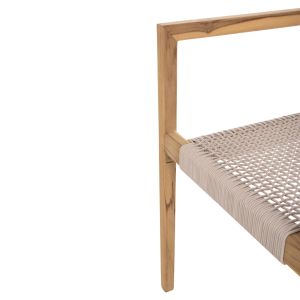 Стол Charlotte масивно тиково дърво - бежово въже 58x61x81hcм Hm9637,07