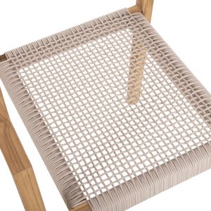 Стол Charlotte масивно тиково дърво - бежово въже 58x61x81hcм Hm9637,07
