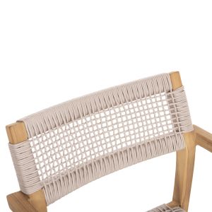 Стол Charlotte масивно тиково дърво - бежово въже 58x61x81hcм Hm9637,07