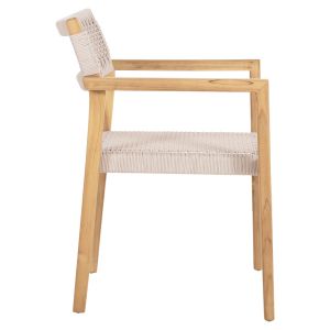 Стол Charlotte масивно тиково дърво - бежово въже 58x61x81hcм Hm9637,07