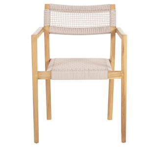 Стол Charlotte масивно тиково дърво - бежово въже 58x61x81hcм Hm9637,07
