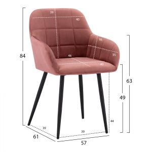 Стол Chloe пепел от рози с метални крака 57x61x84cm Hm8724,02