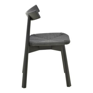 Стол Clareta от каучуково дърво и въже в черен нюанс 53x55x79см