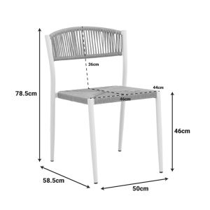CHAIR CURA, ALUMINUM IN WHITE - RATTAN IN NATURAL SHADE 53X59X78 CM