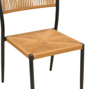 CHAIR CURA, ALUMINUM IN BLACK - RATTAN IN NATURAL COLOR 53X59X78CM