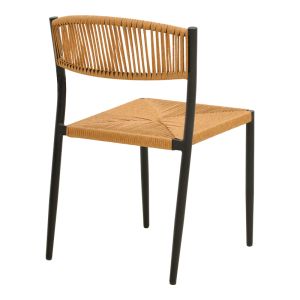 CHAIR CURA, ALUMINUM IN BLACK - RATTAN IN NATURAL COLOR 53X59X78CM