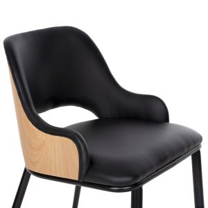 Стол Delf Hm9617,01 черна Pu кожа с черни метални крака и дървен гръб 48x55x76hcm