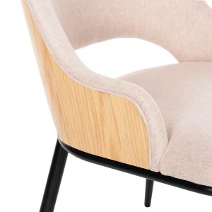 Стол Delf Hm9617,02 с бежова дамаска и черни метални крака 48x55x76