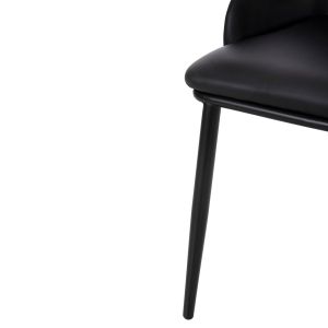 Стол Delf Hm9617,03 черна Pu кожа с черни метални крака и дървен гръб 48x55x76hcm
