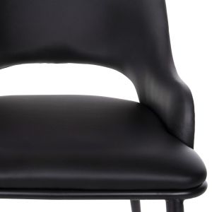 Стол Delf Hm9617,03 черна Pu кожа с черни метални крака и дървен гръб 48x55x76hcm