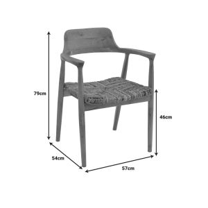 Denverone chair natural teak-banana rope 57x54x79cm