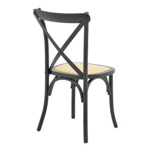 Стол Dylon, черен бук, седалка от естествен ратан, 48x52x89 см