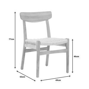 Eaprine chair natural rope-rubberwood 49x53x77cm