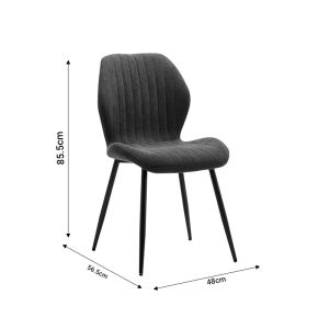 Fersity chair dark gray textile - black metal legs 48x56.5x85.5cm