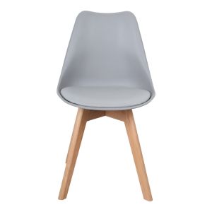 Стол Gaston Pp-pu цвят светло сив - естествен крак 58x47x85см