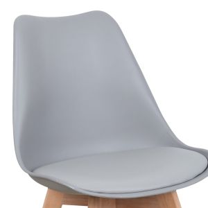 Стол Gaston Pp-pu цвят светло сив - естествен крак 58x47x85см