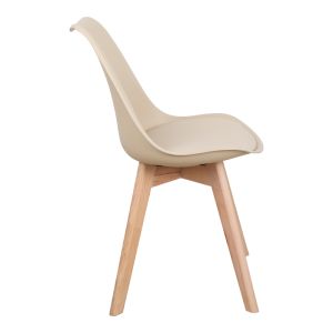 Стол Gaston Pp-pu цвят тауп - естествен крак 58x47x85см