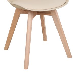 Стол Gaston Pp-pu цвят тауп - естествен крак 58x47x85см