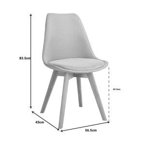 Gaston chair anthracite fabric and natural wood legs 56.5x43x83.5cm