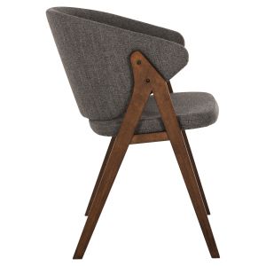 Стол Hanna Hm9746,02 от каучуково дърво цвят орех със сива дамаска 55x60x84hcm