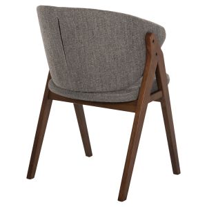Стол Hanna Hm9746,02 от каучуково дърво цвят орех със сива дамаска 55x60x84hcm