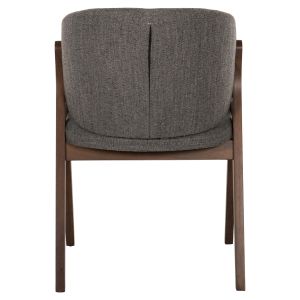 Стол Hanna Hm9746,02 от каучуково дърво цвят орех със сива дамаска 55x60x84hcm