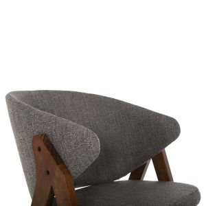 Стол Hanna Hm9746,02 от каучуково дърво цвят орех със сива дамаска 55x60x84hcm