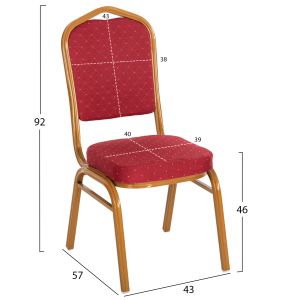 Hilton metallic chair with damask in burgundy 44x66x92.5hcm HM0054