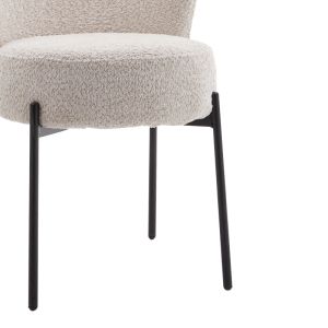 Houlian chair ecru damask-black metal leg 46x66x89cm
