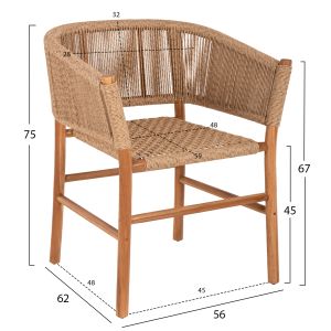 Стол Irvine Hm9822 от тиково дърво в естествен цвят 64x56x76cm
