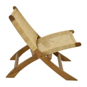 Стол Jerenze естествен тиково дърво-ратан 65x78x68см
