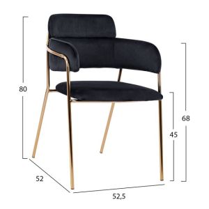 Стол Kelso черен плюш и златни крака Hm8521,04