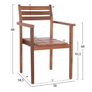 Стол Kempo Hm6358 тиково дърво в естествен цвят --58x58,5x88всм.