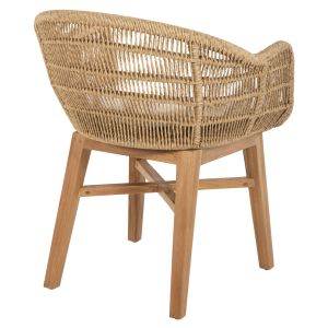 Стол Lamora Hm9826 от тиково дърво със синтетично въже и възглавница 60x61x78cm