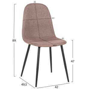 Стол Leonardo HM00100,28 Dark Beige Fabricblack Metal Legs 42x49,5x89hcm
