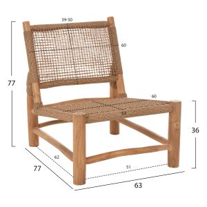 Стол Londer Hm5986 от масивно тиково дърво и синтетичен ратан 63x77x77hcm