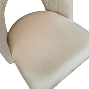Стол Lovingo, бежов кадифе, с метални крака в естествен нюанс, 50x47x85.5 см