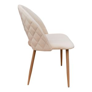 Стол Lovingo, бежов кадифе, с метални крака в естествен нюанс, 50x47x85.5 см