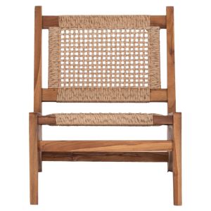 Chair Lukilla Hm9913 teak in natural color - synthetic rope in beige 55.5x74x65cm.