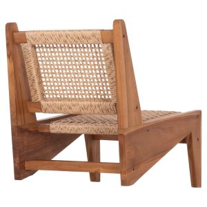 Chair Lukilla Hm9913 teak in natural color - synthetic rope in beige 55.5x74x65cm.